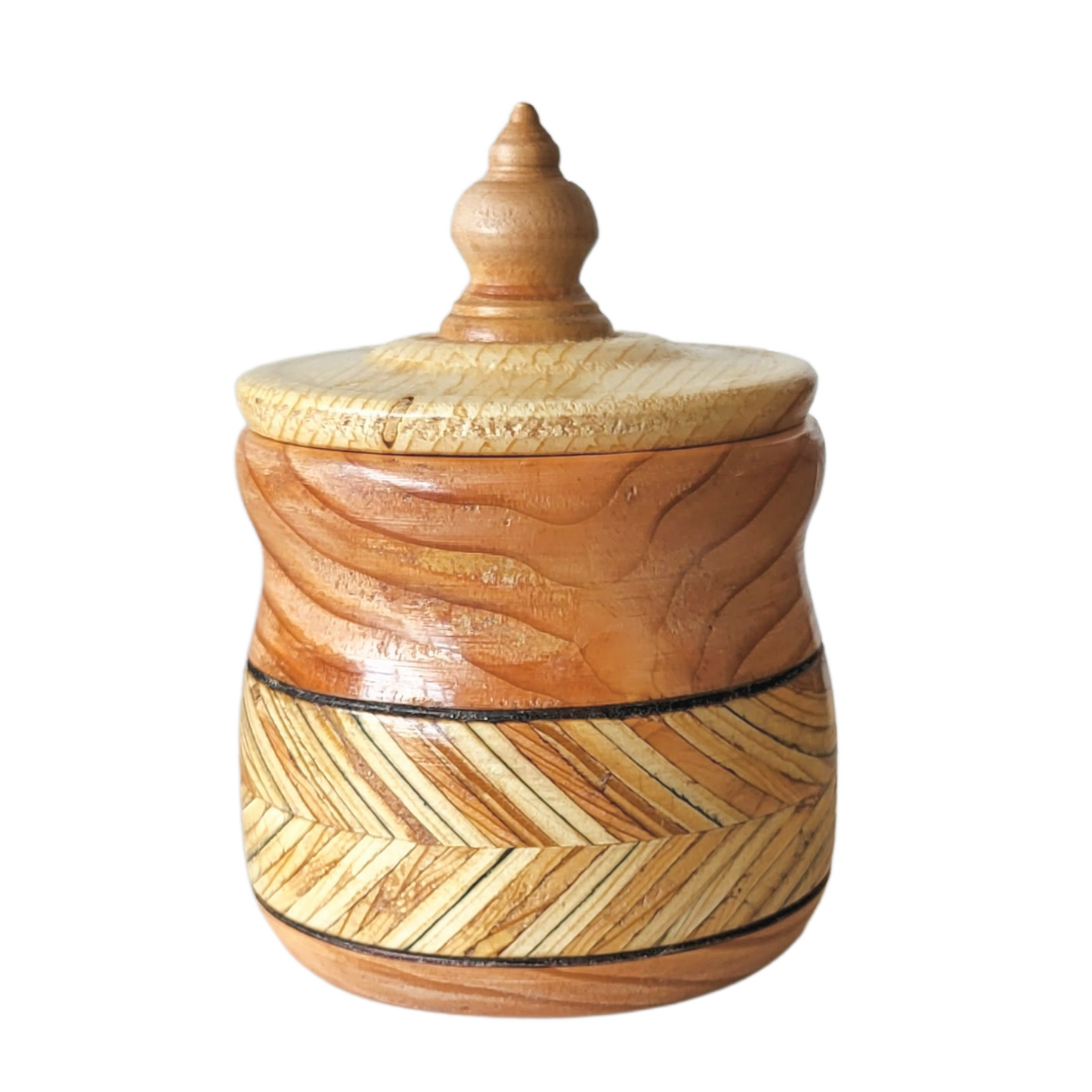 Hand-Turned Bowl/Vessel and Lid - Cherry and Reclaimed Wood - Signed by the Artist.