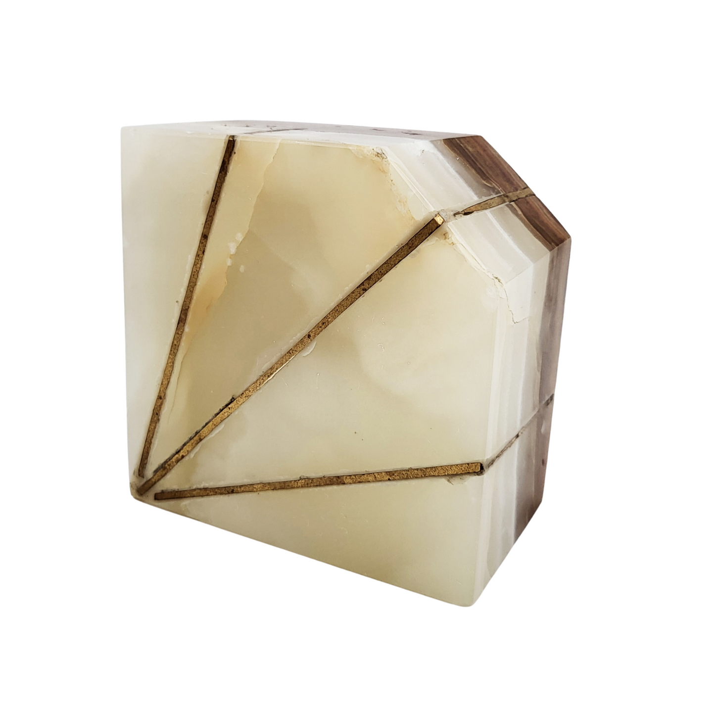 Onyx Marble Paperweight with Metal Inlay - Pakistan