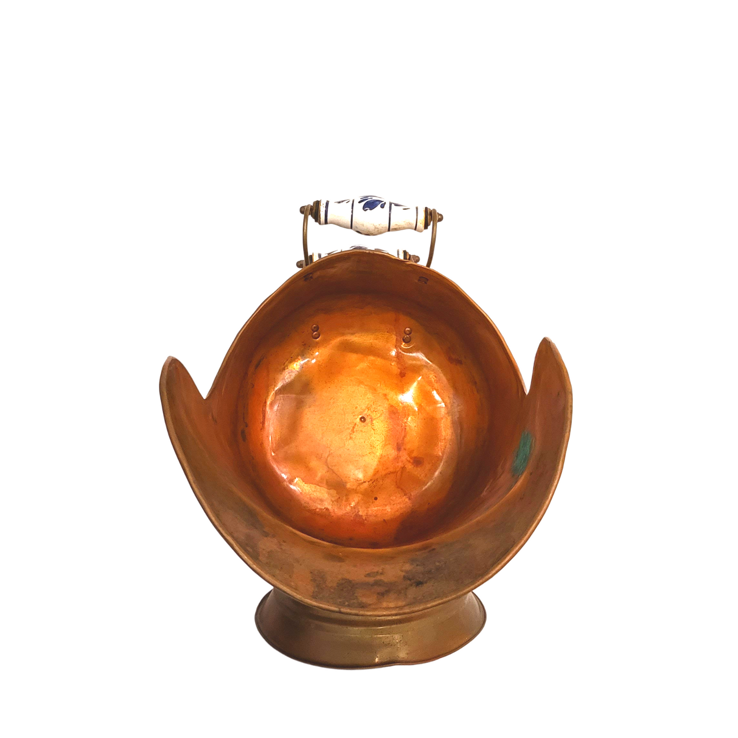 Vintage Copper Coal/Ash Scuttle with Ceramic Handles