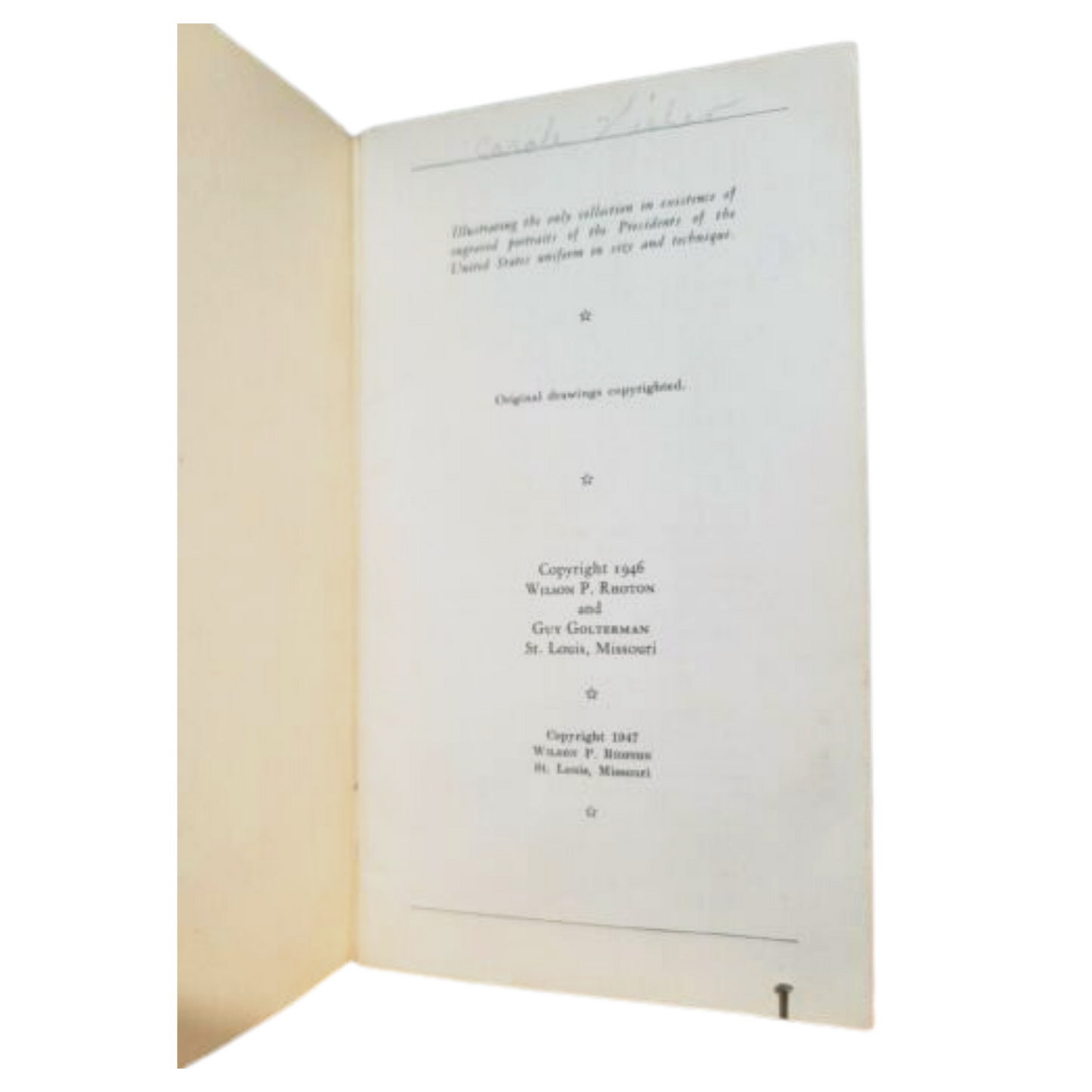 Presidents Of The United States Pamphlet - Rhoton and Golterman - 1947