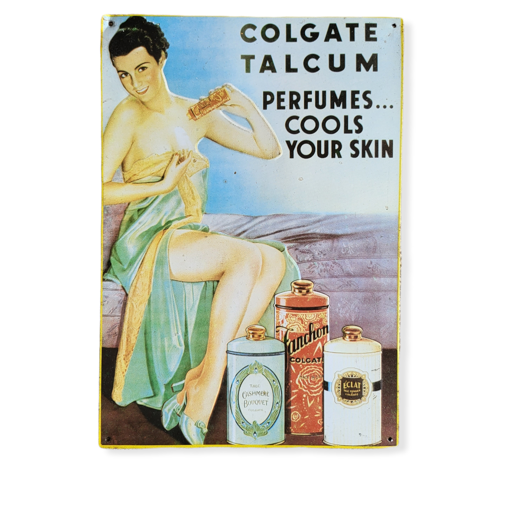 Vintage Colgate Talcum Advertising Sign - Original