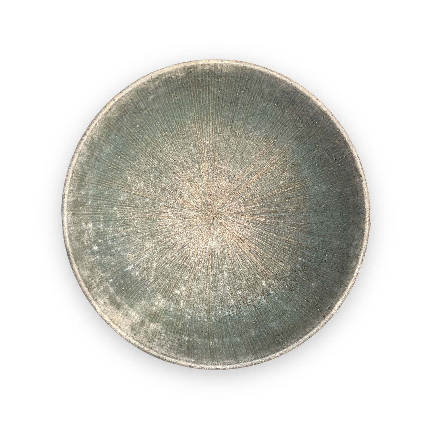 Green Artist-Signed Pottery Shallow Bowl
