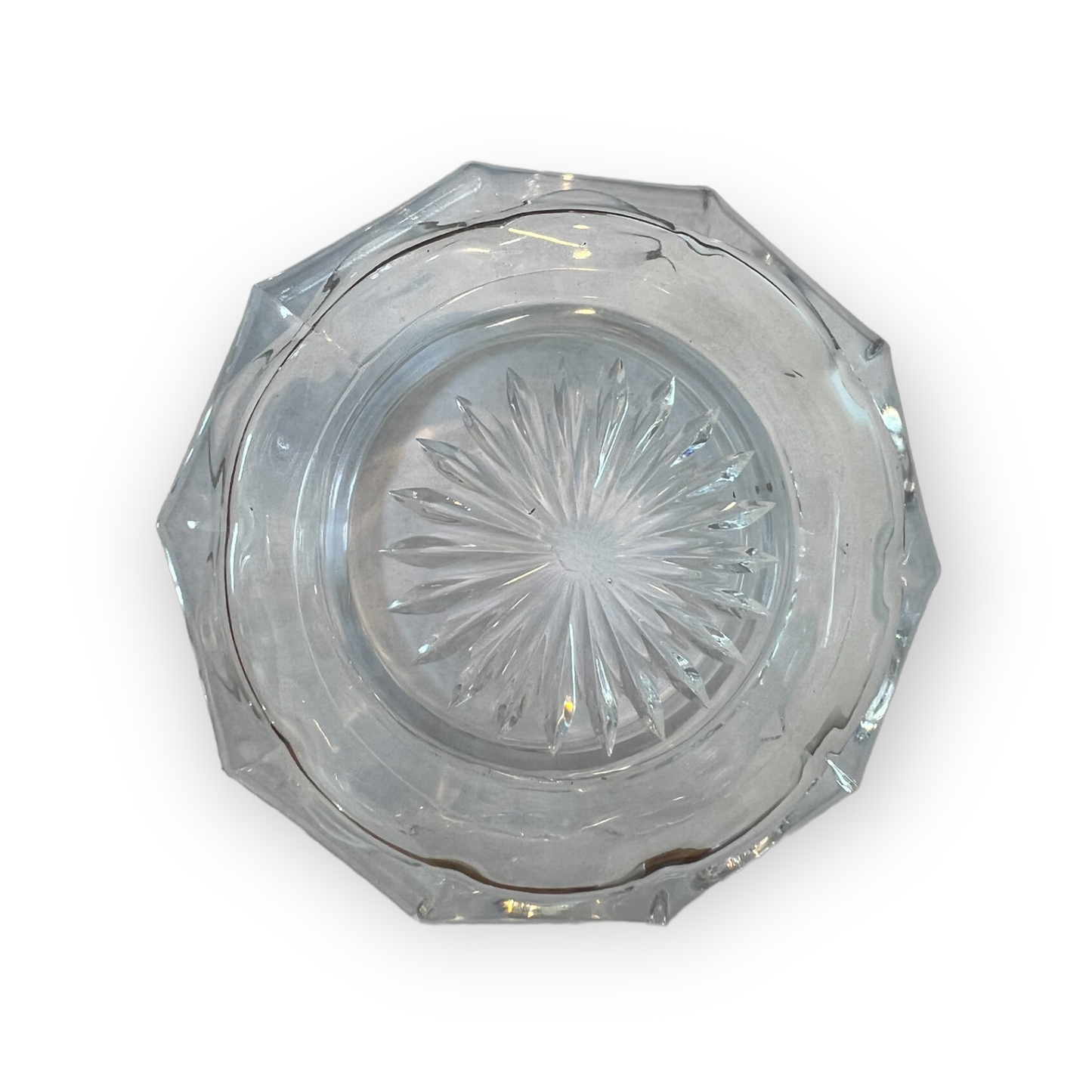 Antique Cut Glass Powder Jar/Trinket Dish with Lid