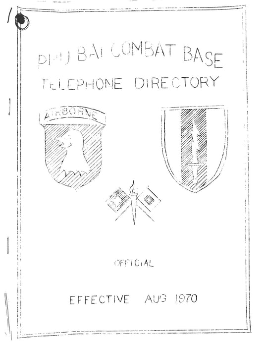 Phu Bai Combat Base Telephone Directory 1970