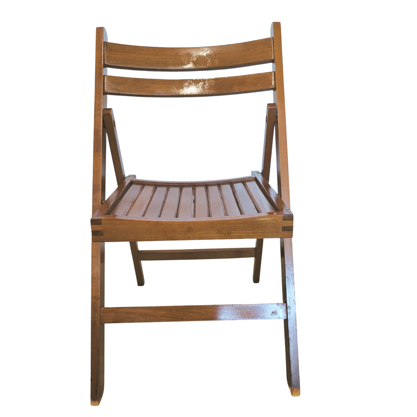 Vintage Romanian Wood Ladder-Back Folding Chairs - Mid-Century - Set of 6