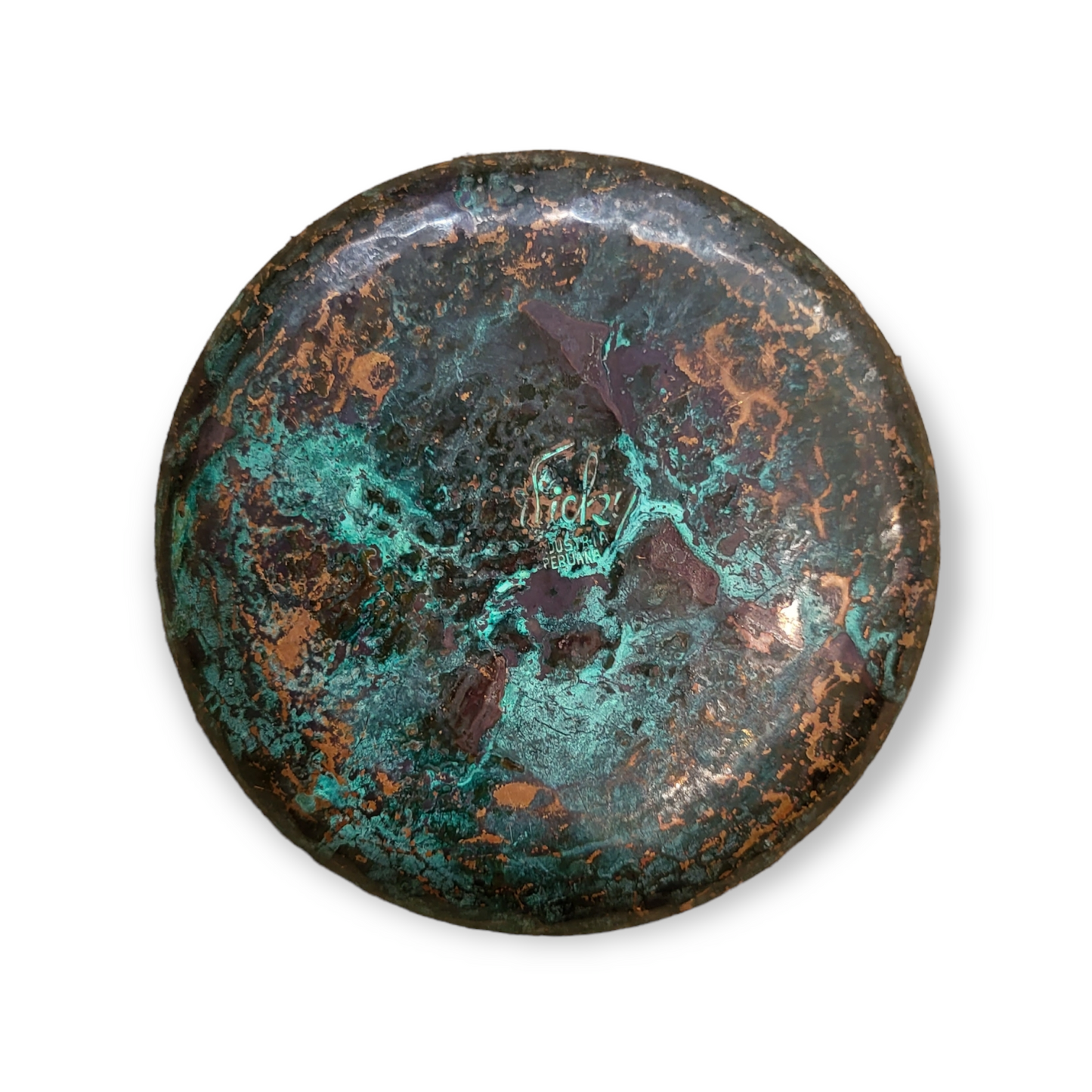 Vintage Vicky Industria Vintage Puruana Hammered Copper Plate with Sterling Silver Lama Inset