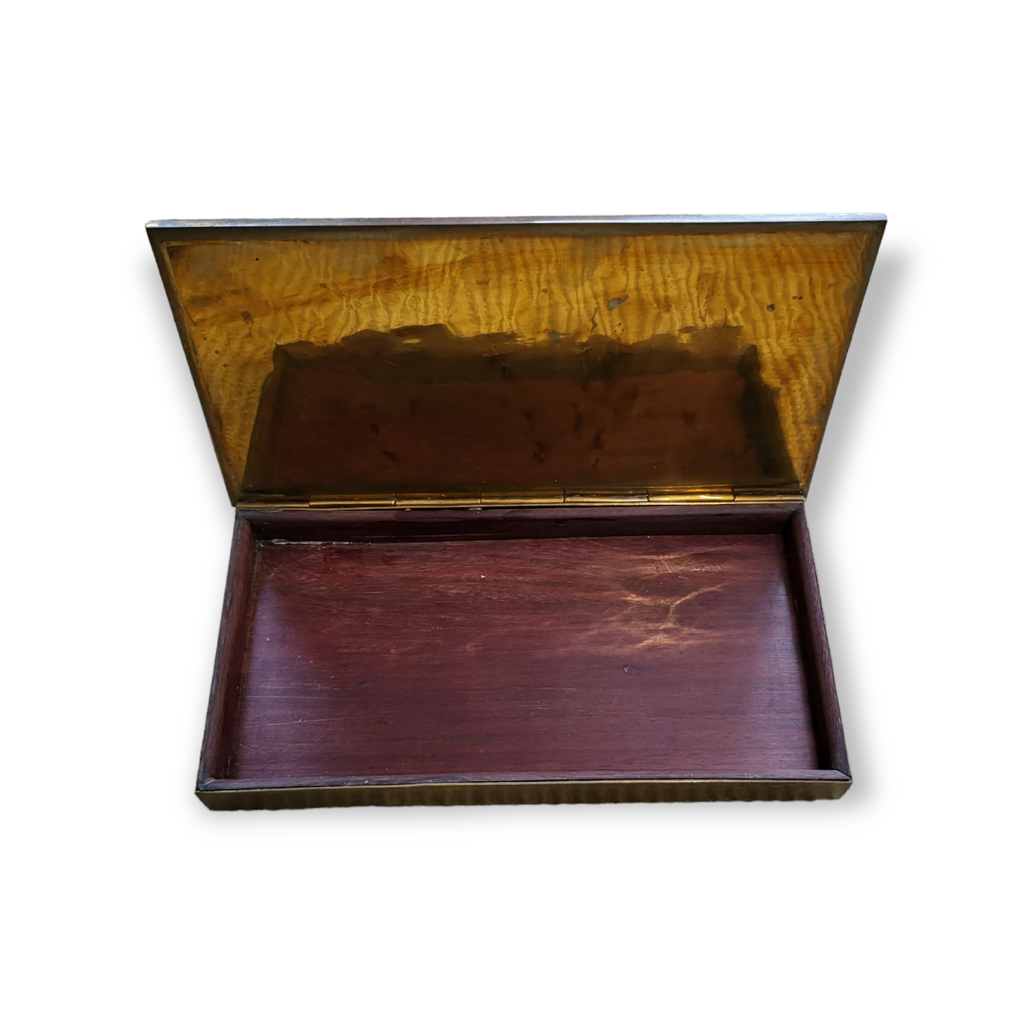 Vintage Malachite and Brass Los Castillos Trinket/Cigar Box with Fish Design Inlay - Mexico