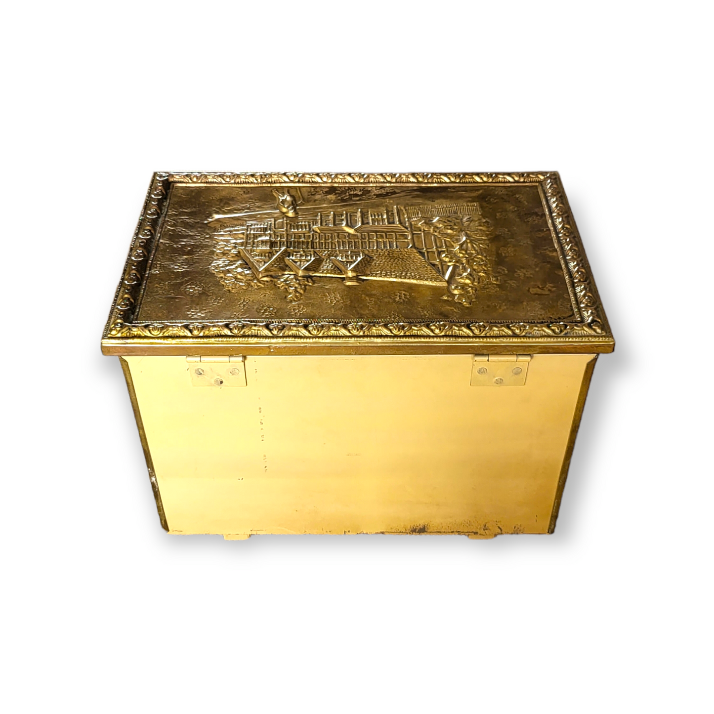 Vintage Embossed Brass Covered Log Box