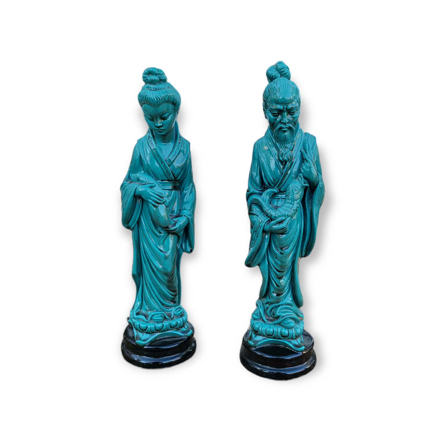 Pair of Vintage Asian Statues by A. Gianelli - Signed