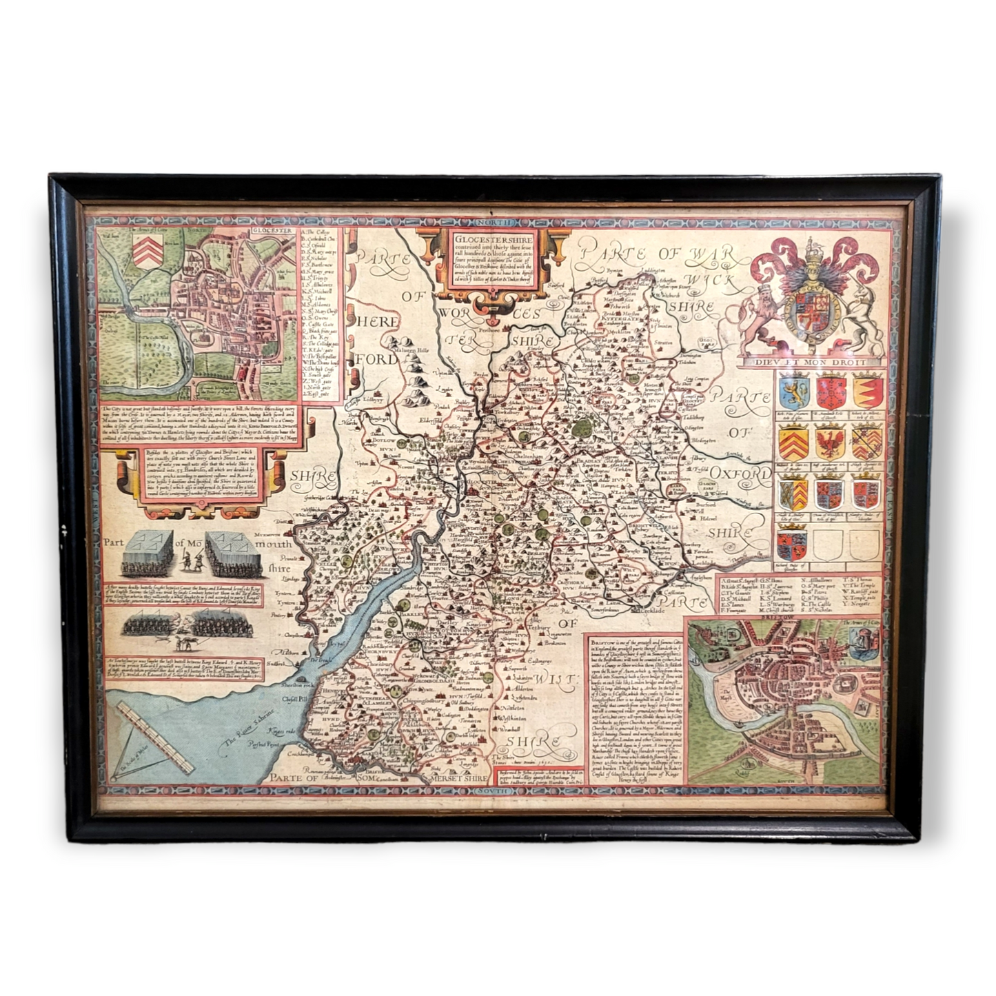 Antique First Edition of John Speed's Map of Glocestershire - 1610