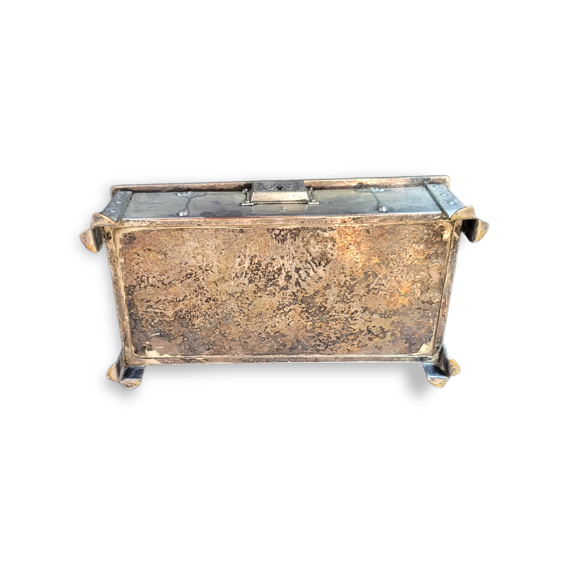 A. E. Jones & Co. Birmingham, England Silver over Copper Art Nouveau Trinket Box