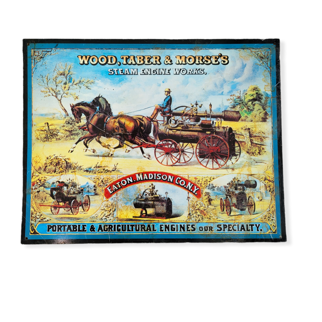 Vintage "Wood, Taber, & Morse's Steam Engine Works" Sign