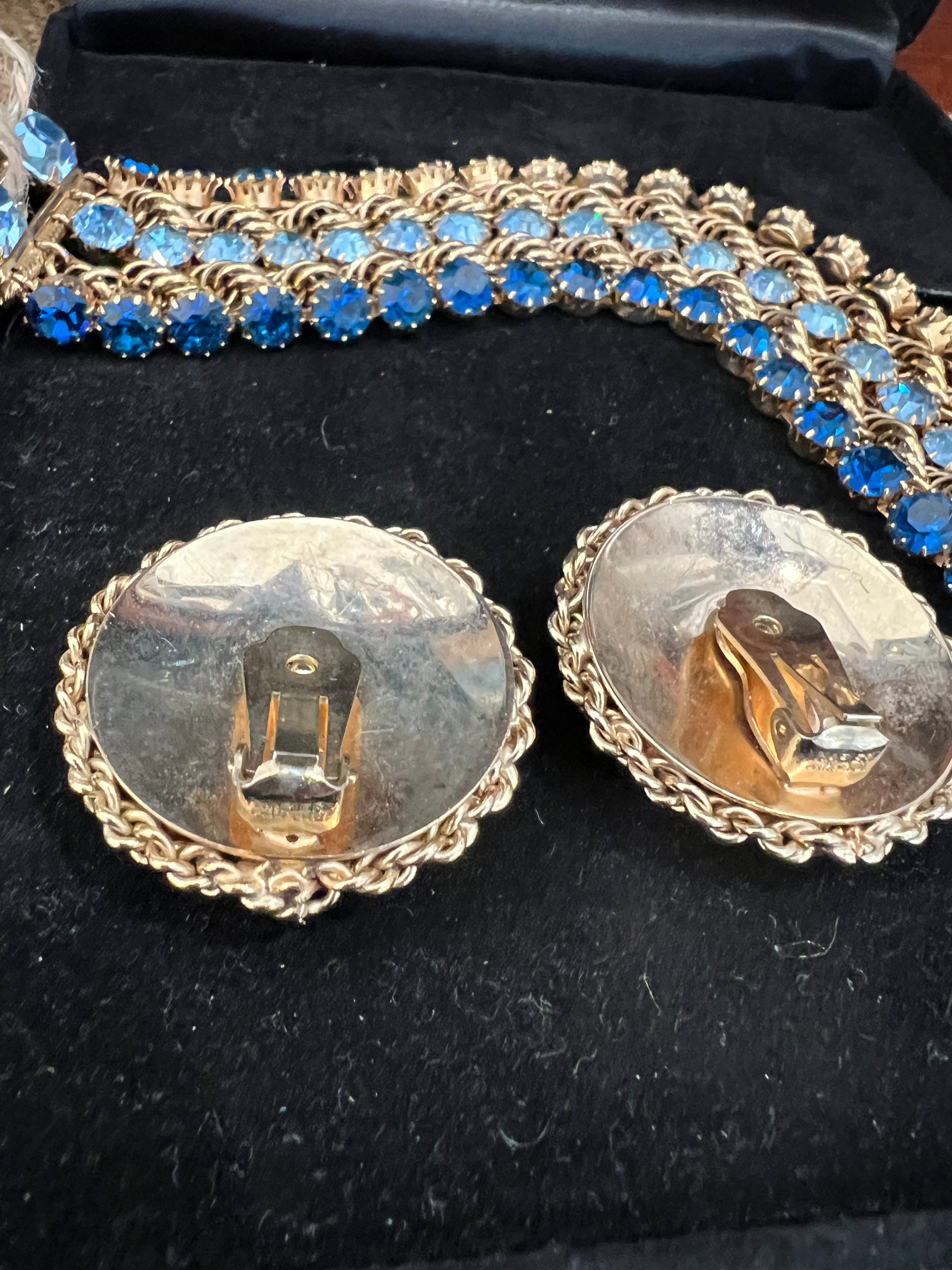 5 Strand Vintage Bracelet & Earring Set Marked Napier