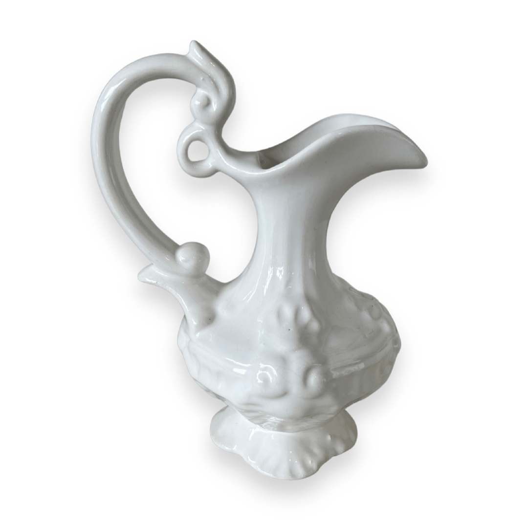 Elegant White Ewer Pitcher Made in Portugal