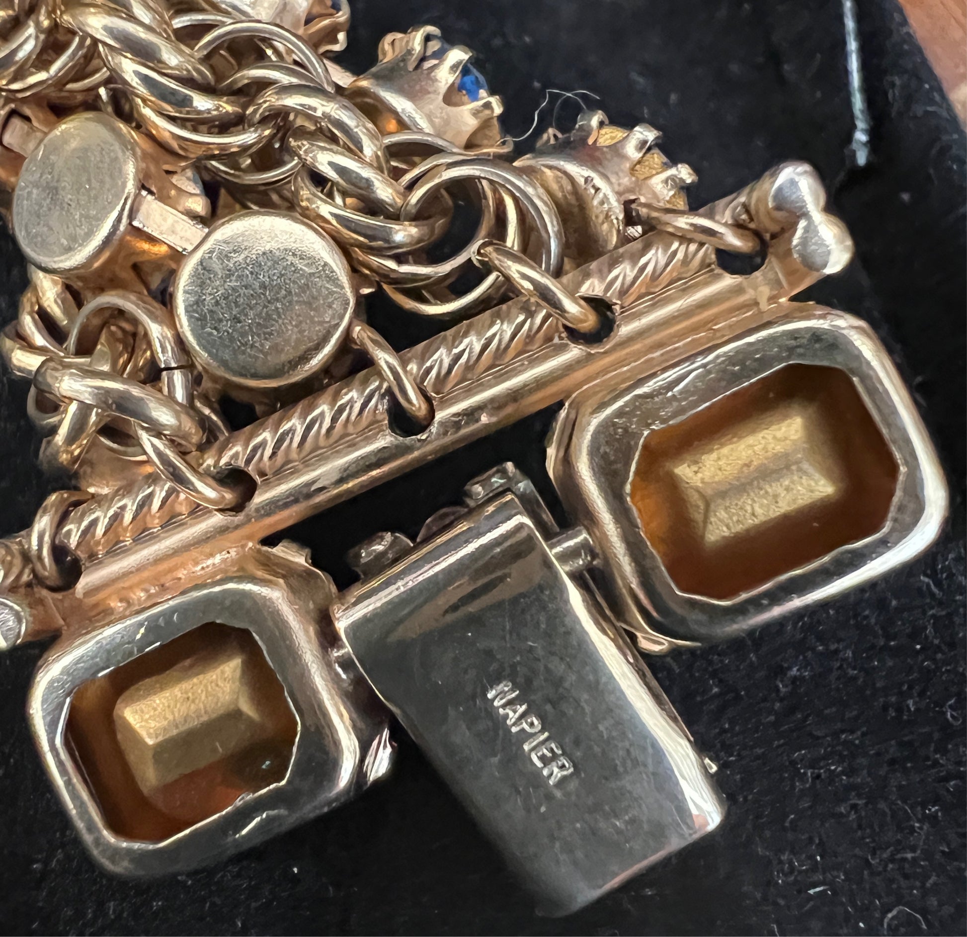 5 Strand Vintage Bracelet & Earring Set Marked Napier