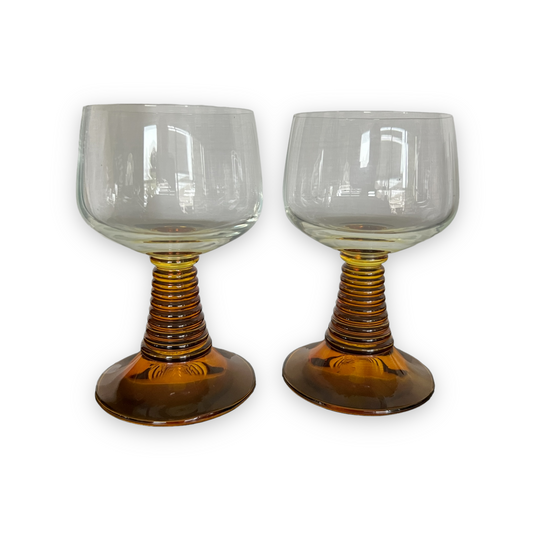 Set of 2 Vintage German Wine Glasses Rohmer